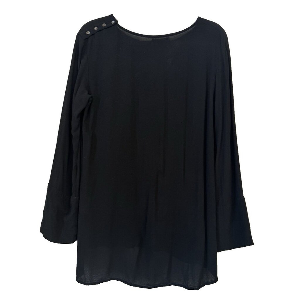 James Perse Revolve WTS3914 Black Capsule Long Sleeve Button Shoulder Top Large